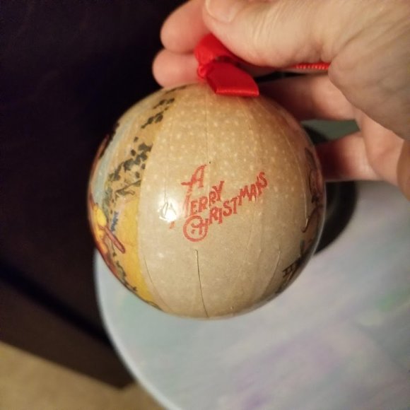 Vintage Style Set of 6 Antique Santa Paper Mache Decoupage Christmas Ornaments - Picture 10 of 15